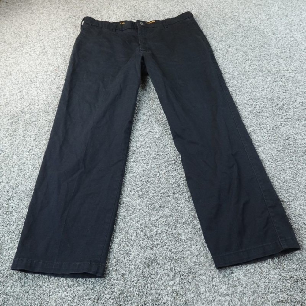 Lee Pants Mens 38X30 Black Chino Trouser Flat Front Comfort Motion Stretch Flex